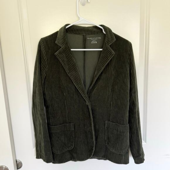 Majestic Filatures Single Button Corduroy Jacket Blazer Green 1 XS - Picture 2 of 6